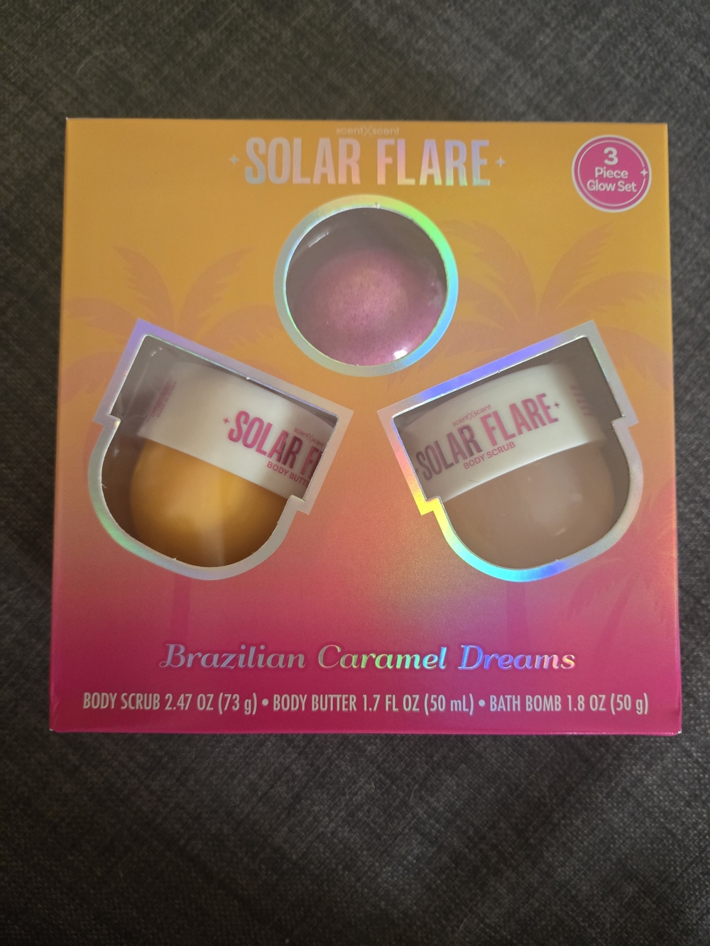 Brazilian Caramel Dreams 3-Piece Glow Bath Set - Pink & Orange